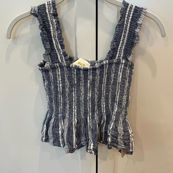 Maeve by Anthropologie peplum tank top with white and blue stripes; size XXSP - Picture 2 of 2